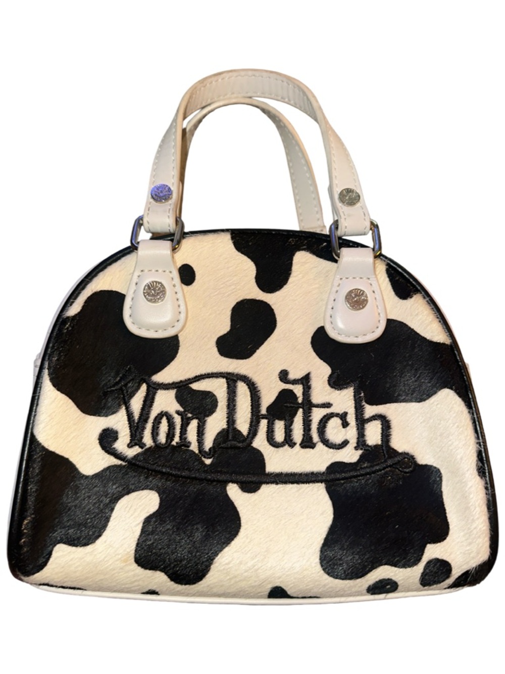 Von Dutch Black and White Cow Print bag